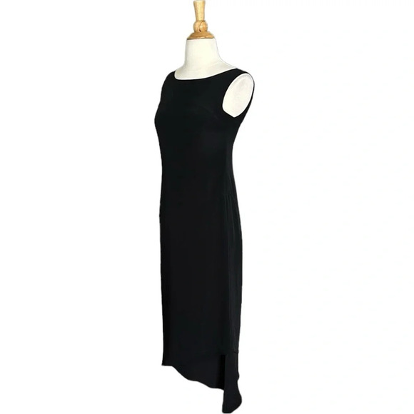 BLOOMINGDALE’S Silk Dress Black Classic Timeless Chic Midi Length, Size 2 - Picture 5 of 16